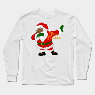 dabbing black santa claus funny christmas Long Sleeve T-Shirt